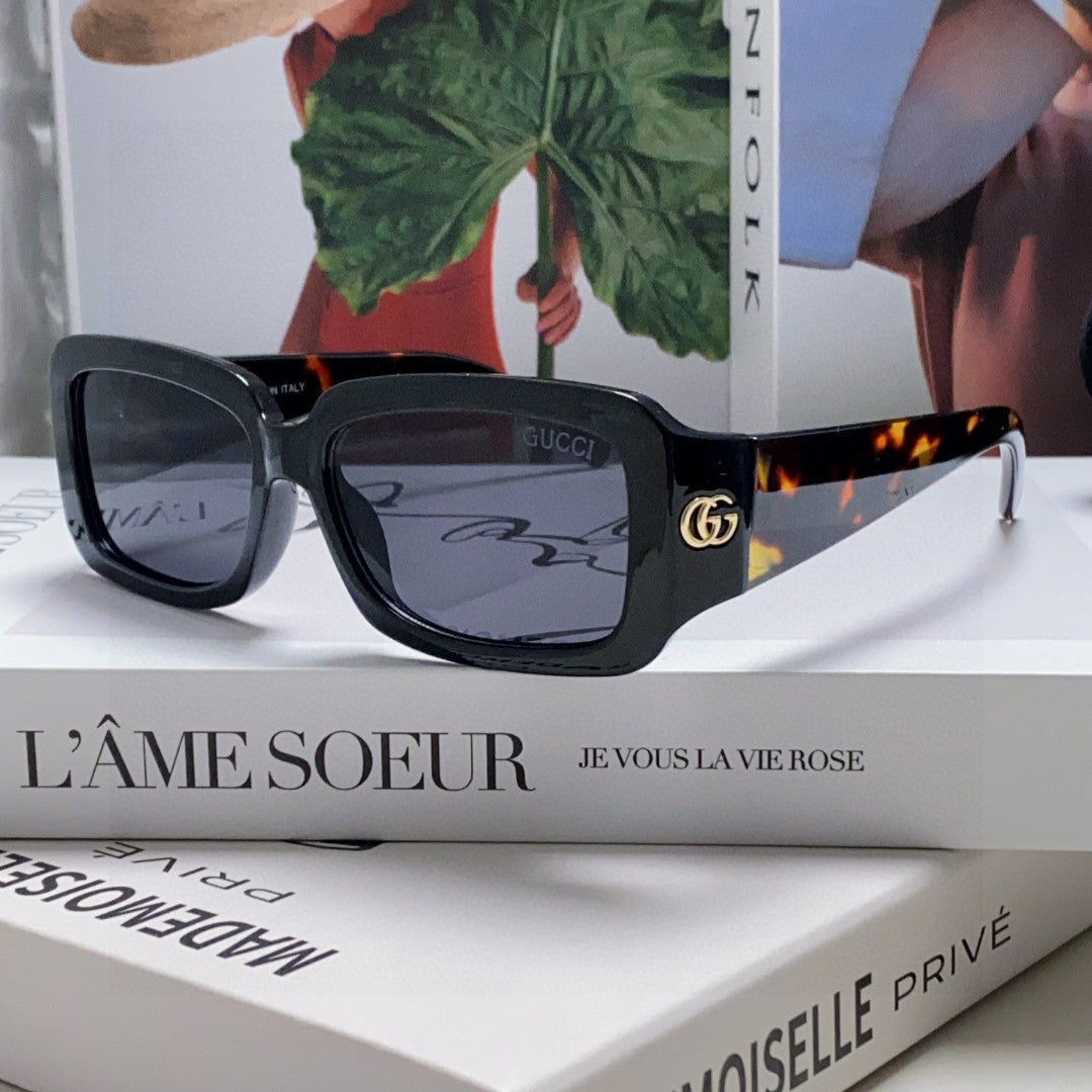 RECTANGULAR FRAME SUNGLASSES 570237 IN ACETATE - Black