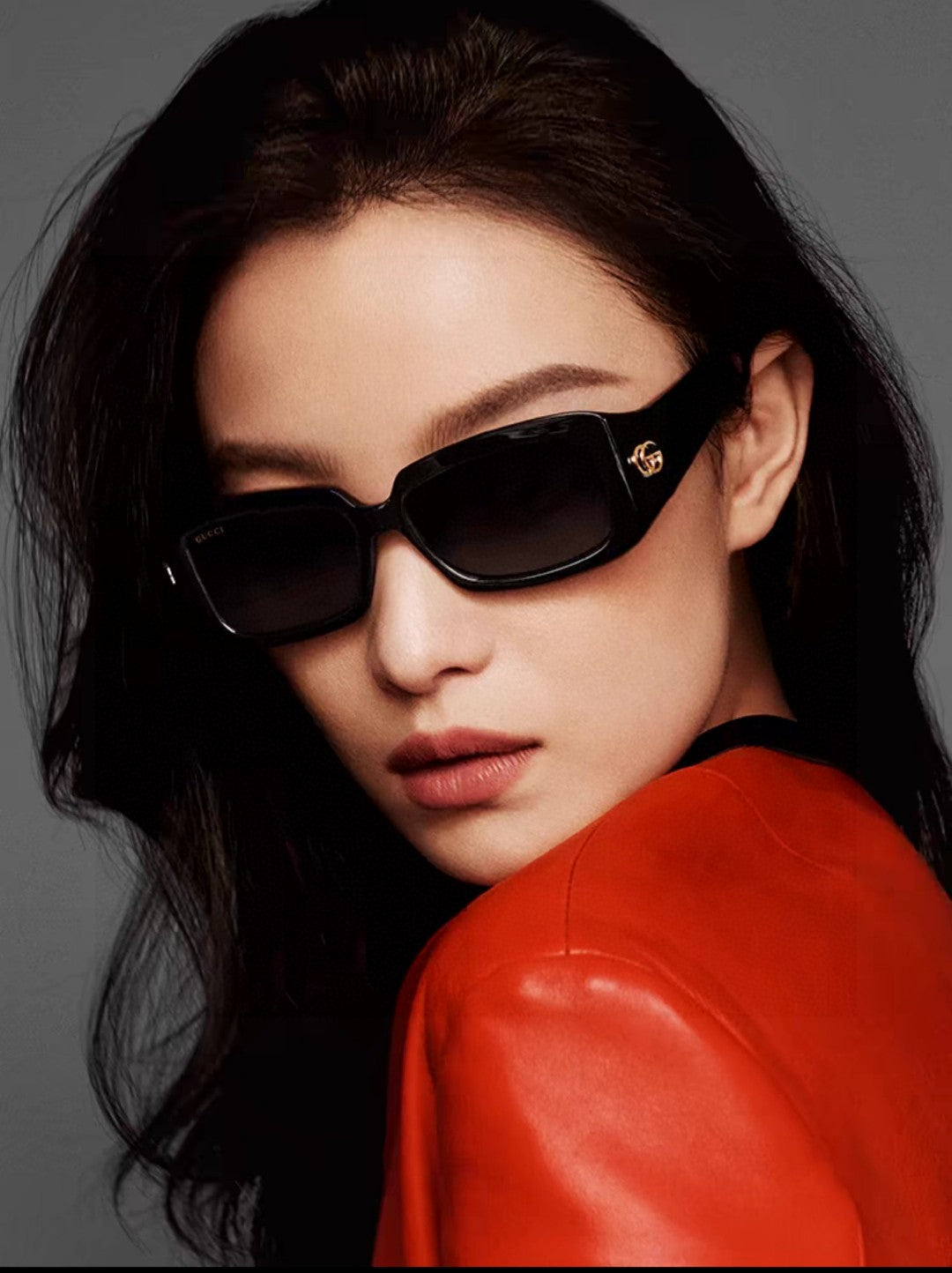 RECTANGULAR FRAME SUNGLASSES 570237 IN ACETATE - Black