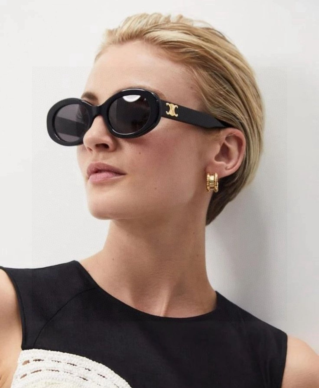 TRIOMPHE SUNGLASSES CL40194 IN ACETATE - Black/Gold Logo