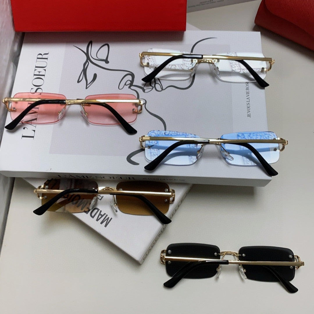 C DE RECTANGULAR RIMLESS FRAME SUNGLASSES  575769 IN METAL - White
