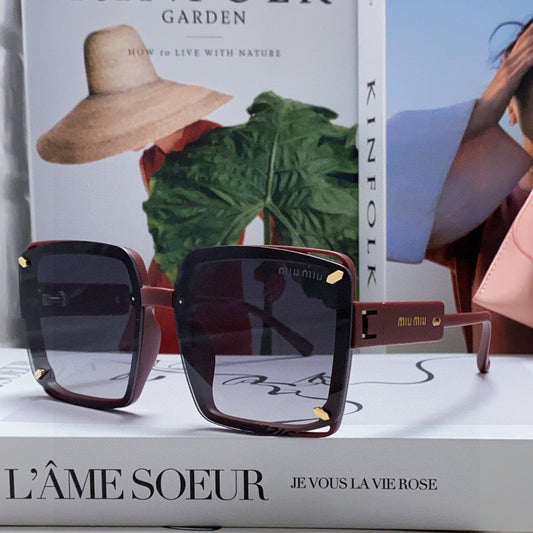 RUNWAY SQUARE SUNGLASSES 576823 IN ACETATE - Plum Red