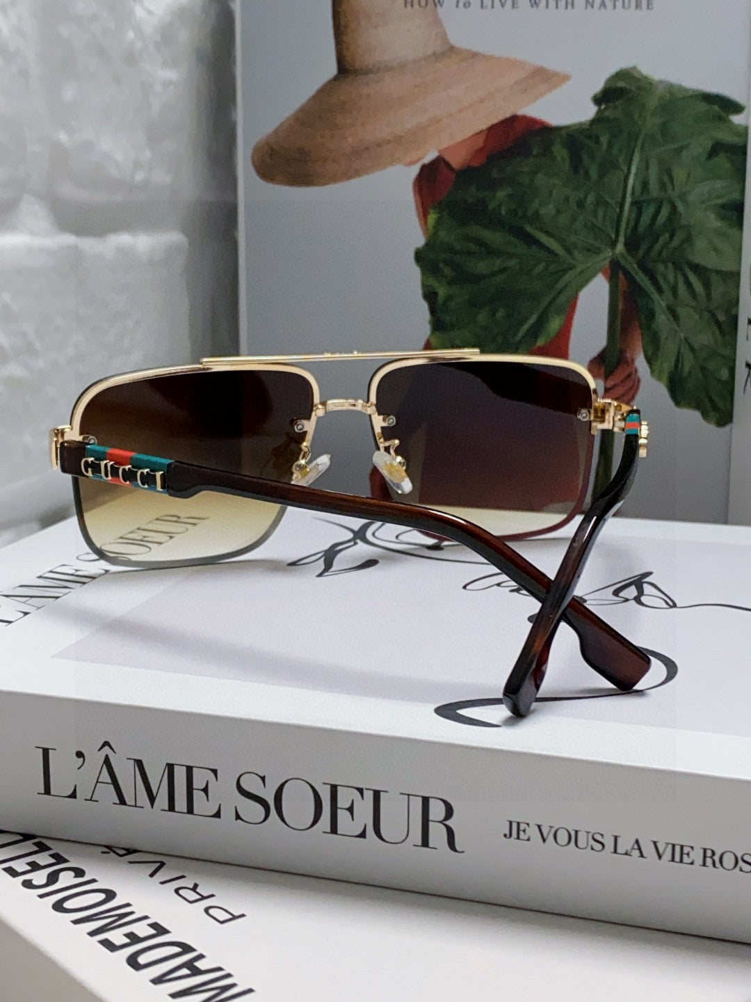 RECTANGULAR FRAME SUNGLASSES 576873 IN METAL - Black/ smoke