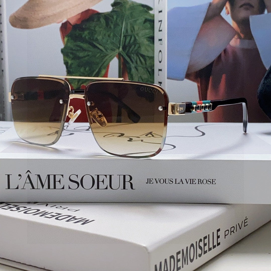 RECTANGULAR FRAME SUNGLASSES 576873 IN METAL - Black/ smoke