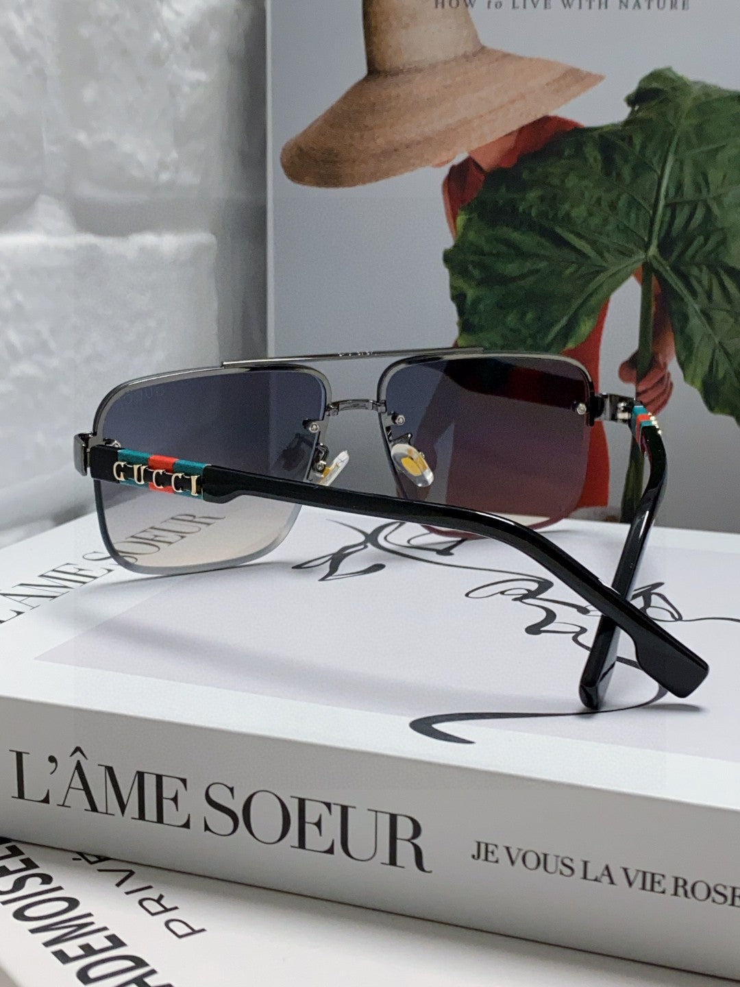 RECTANGULAR FRAME SUNGLASSES 576873 IN METAL - Black/ smoke