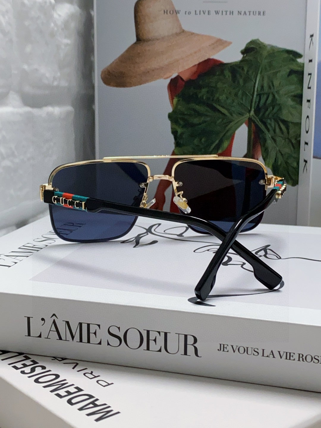 RECTANGULAR FRAME SUNGLASSES 576873 IN METAL - Black/ smoke