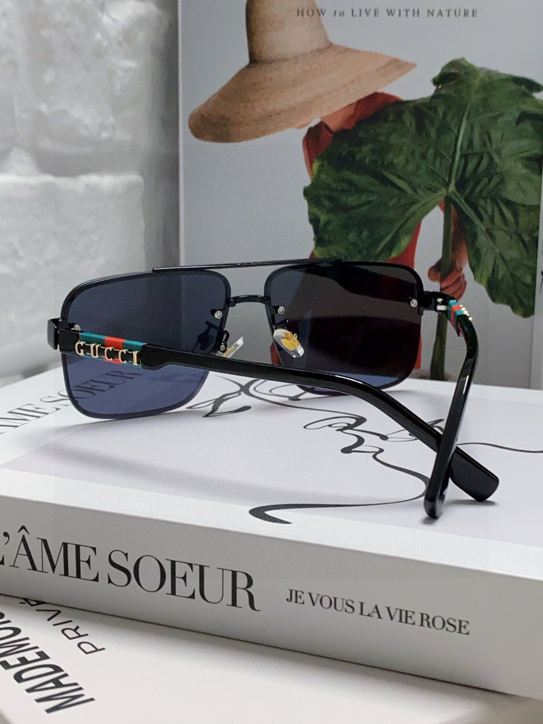 RECTANGULAR FRAME SUNGLASSES 576873 IN METAL - Black/ smoke