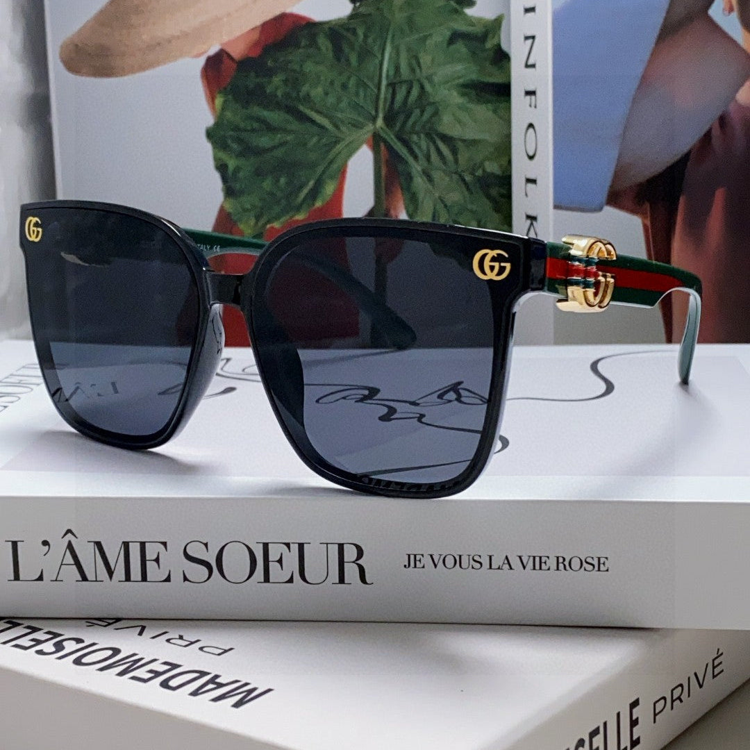 EMBOSSED LOGO BUTTERFLY FRAME SUNGLASSES 576876 IN ACETATE - Black/ black