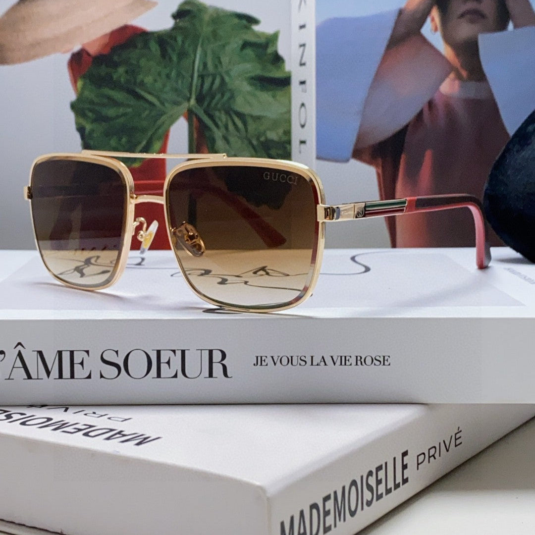 SQUARE FRAME SUNGLASSES 576880 IN METAL - Gold/ smoke