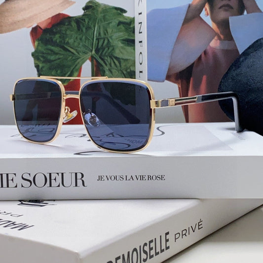 SQUARE FRAME SUNGLASSES 576880 IN METAL - Gold/ smoke