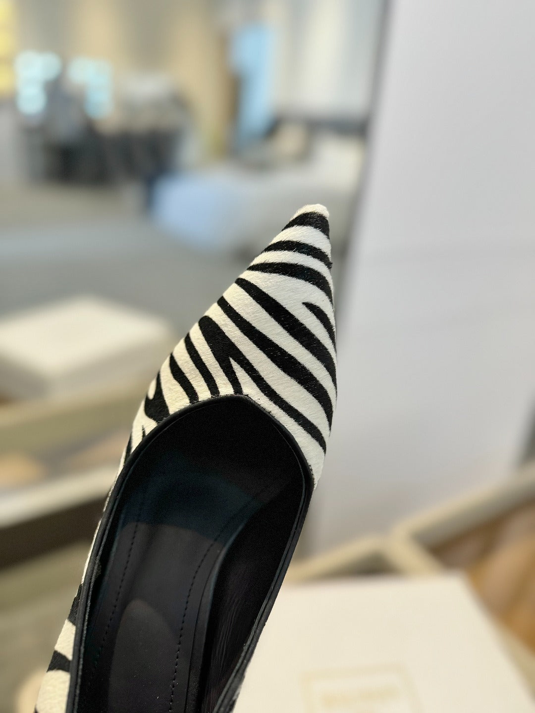 BALMAIN 25S HIGH HEELS 95MM IN WHITE AND BLACK ZEBRA PRINT CALFSKIN - 36