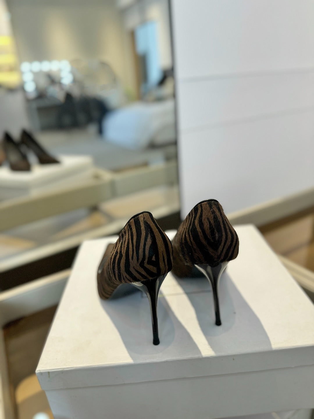 BALMAIN 25S HIGH HEELS 95MM IN BROWN AND BLACK ZEBRA PRINT CALFSKIN - 36