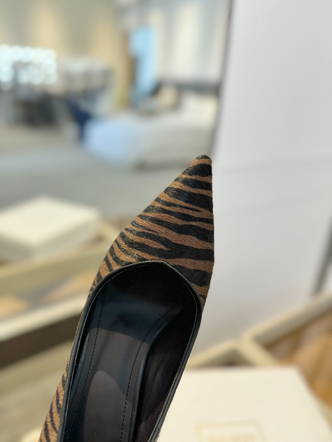 BALMAIN 25S HIGH HEELS 95MM IN BROWN AND BLACK ZEBRA PRINT CALFSKIN - 36