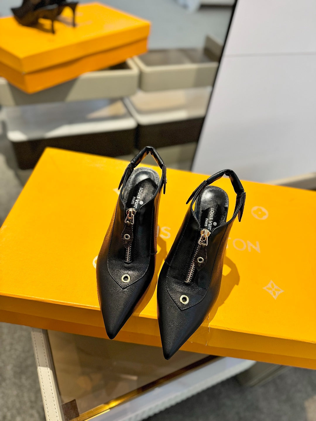 ALLURE HIGH 8 CM SLINGBACK IN BLACK CALFSKIN - 34