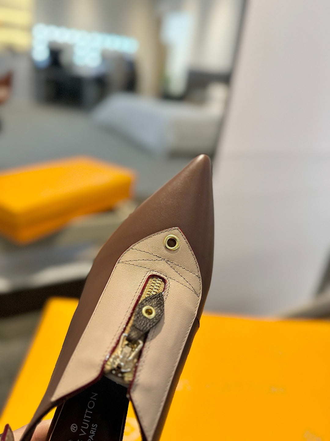 ALLURE HIGH 4.5 CM SLINGBACK IN CHOCOLATE MIX SAND BROWN CALFSKIN - 34