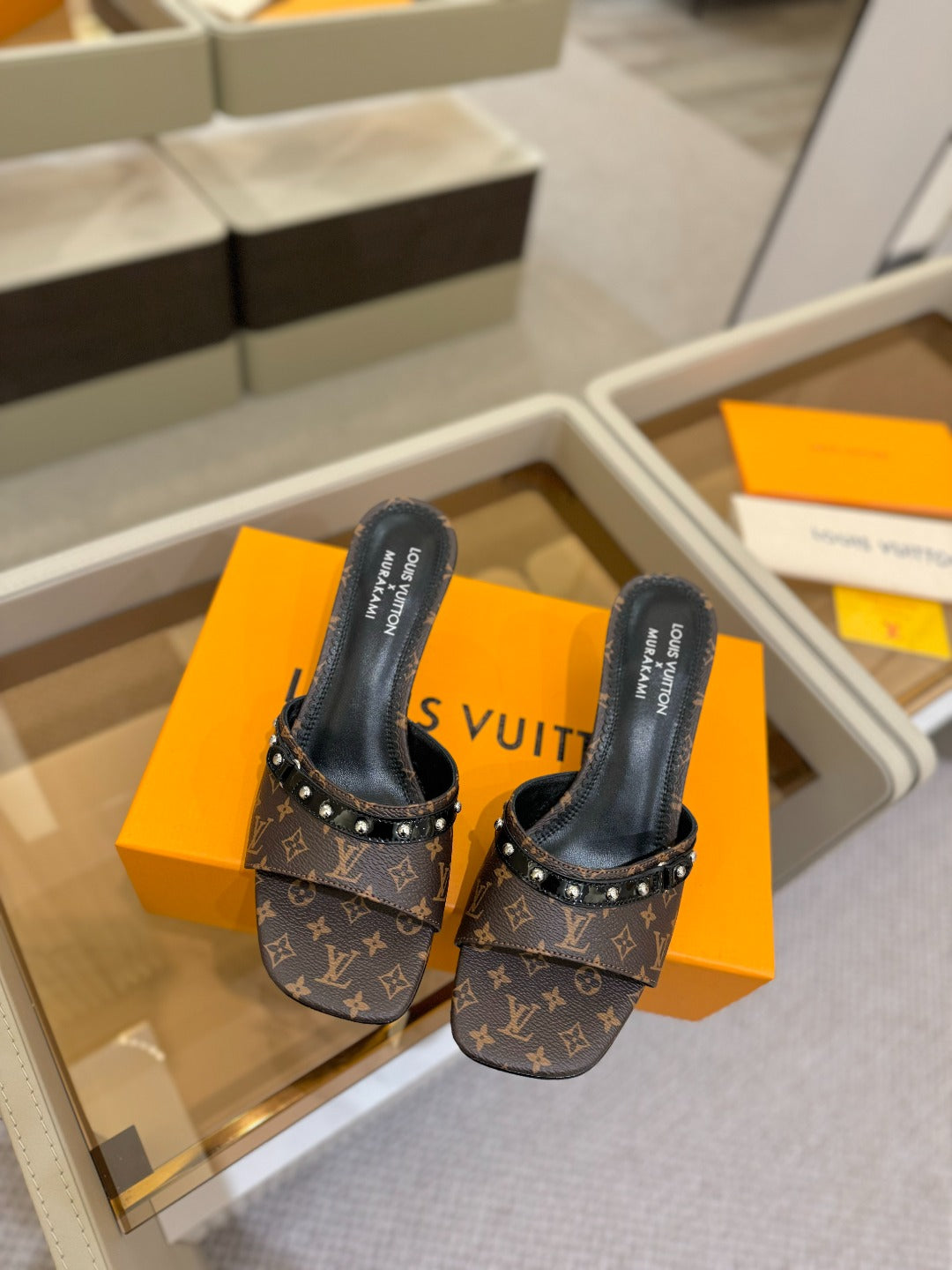 LV X TM 6AM HIGH 4 CM MULE IN CHOCOLATE BROWN MONOGRAM CALFSKIN - 34