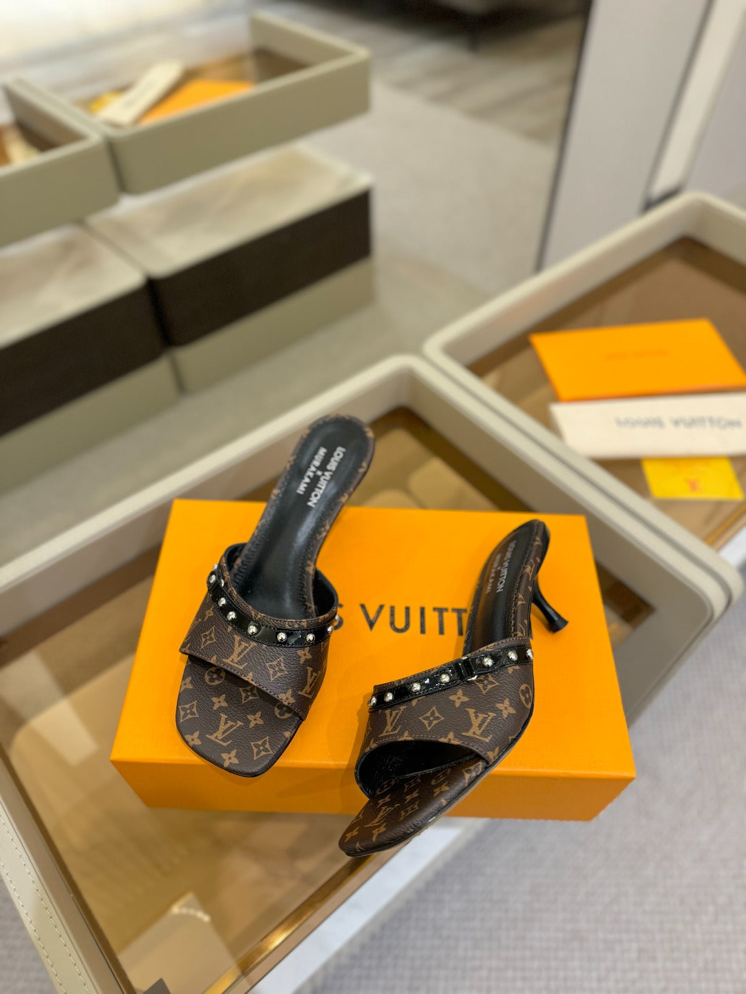 LV X TM 6AM HIGH 4 CM MULE IN CHOCOLATE BROWN MONOGRAM CALFSKIN - 34