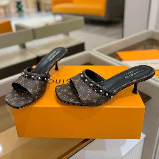 LV X TM 6AM HIGH 4 CM MULE IN CHOCOLATE BROWN MONOGRAM CALFSKIN - 34