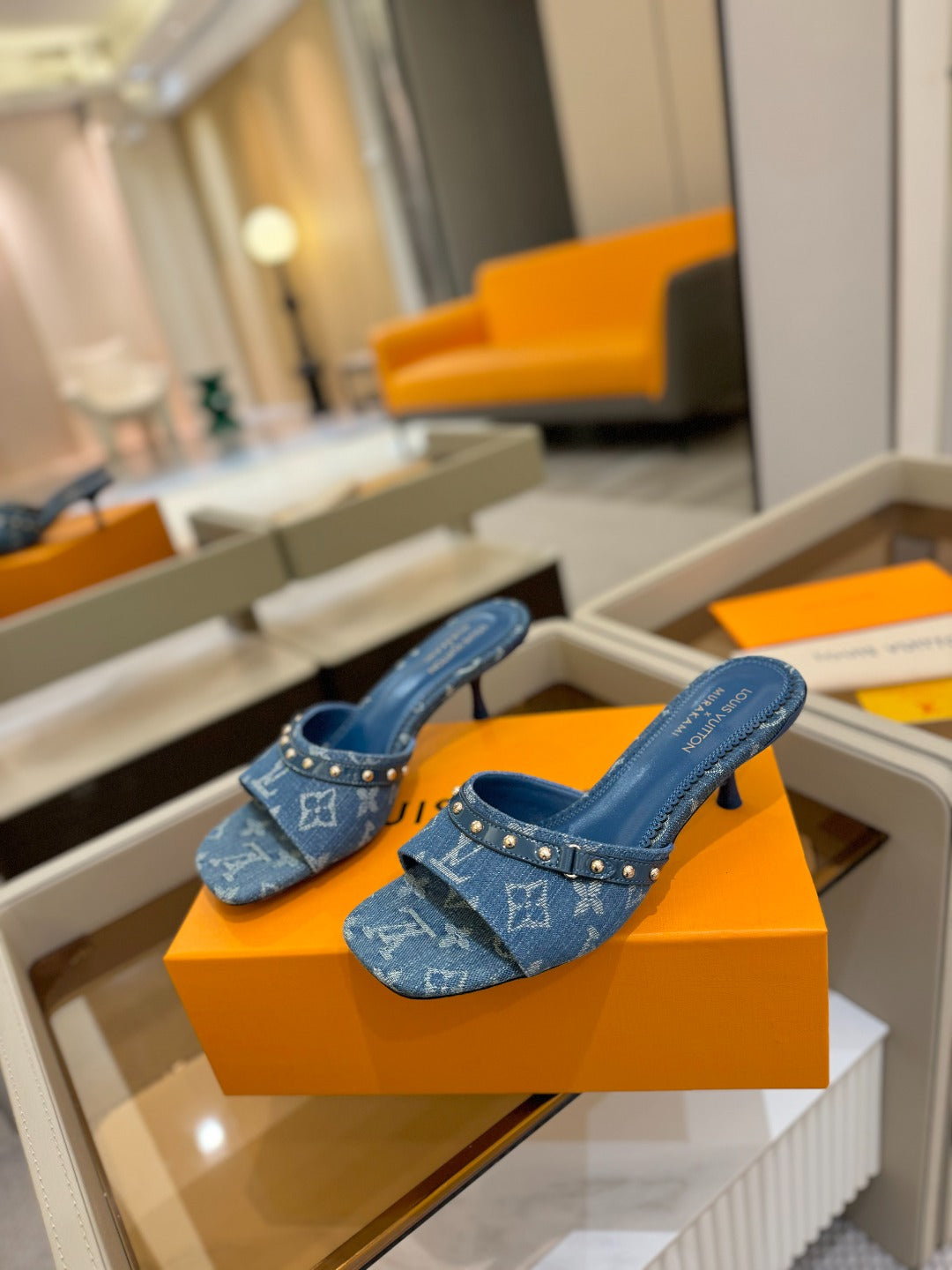 LV X TM 6AM HIGH 4 CM MULE IN NAVY BLUE MONOGRAM DENIM - 34