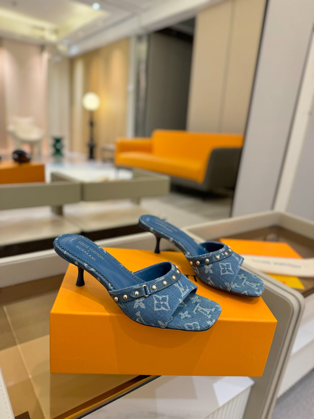 LV X TM 6AM HIGH 4 CM MULE IN NAVY BLUE MONOGRAM DENIM - 34