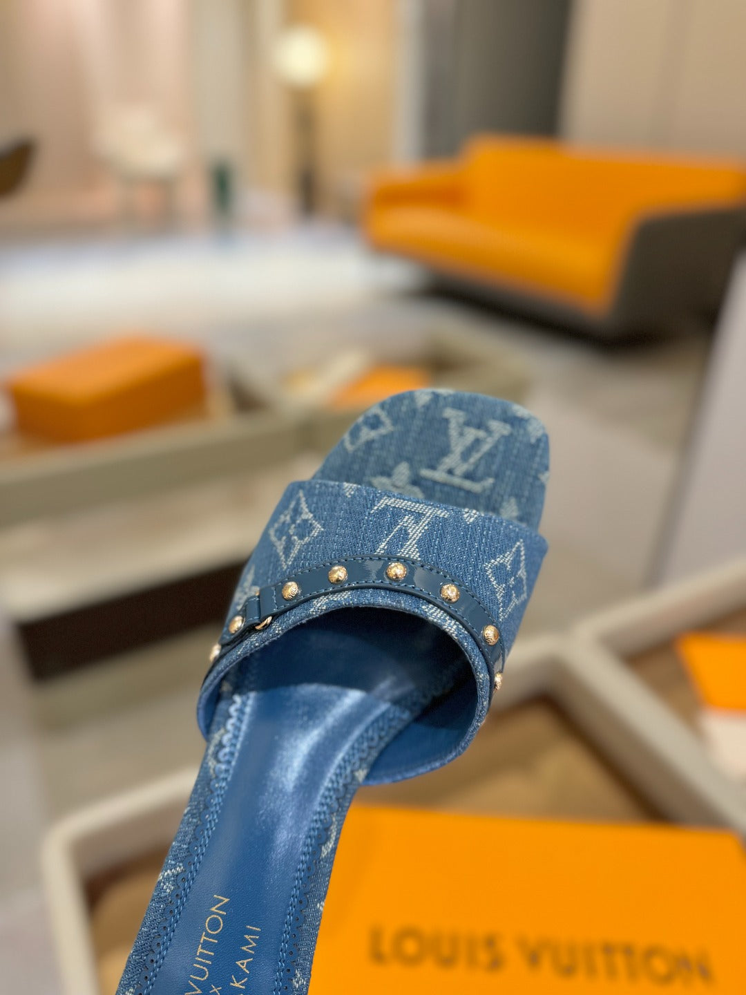 LV X TM 6AM HIGH 4 CM MULE IN NAVY BLUE MONOGRAM DENIM - 34
