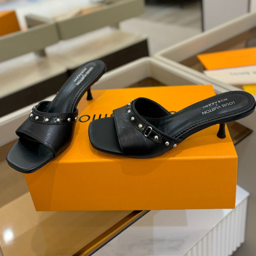 LV X TM 6AM HIGH 4 CM MULE IN BLACK CALFSKIN - 34