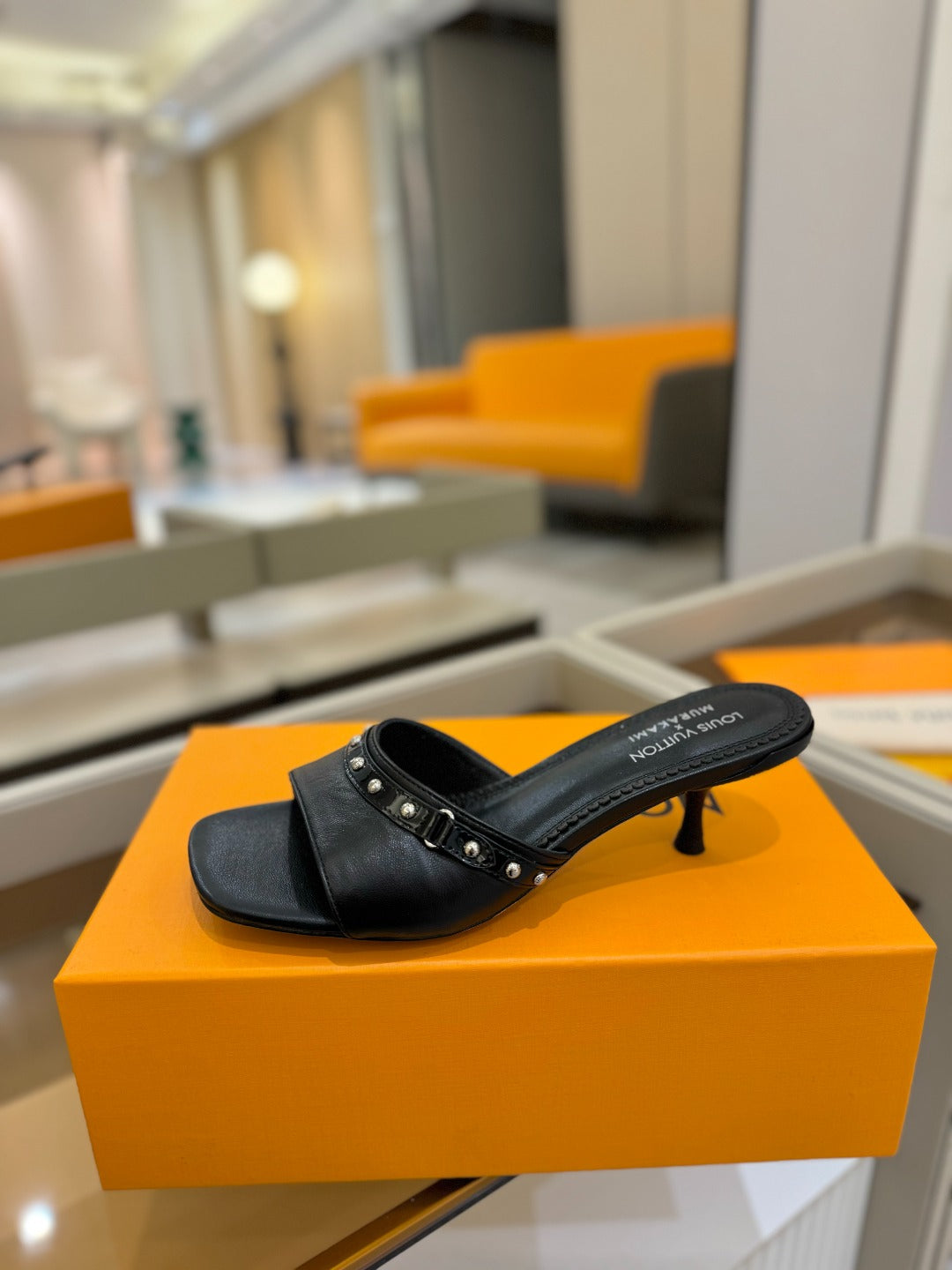 LV X TM 6AM HIGH 4 CM MULE IN BLACK CALFSKIN - 34