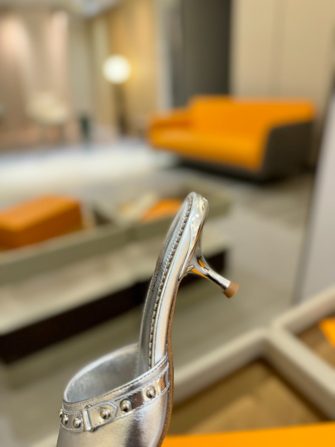 LV X TM 6AM HIGH 4 CM MULE IN SILVER CALFSKIN - 34