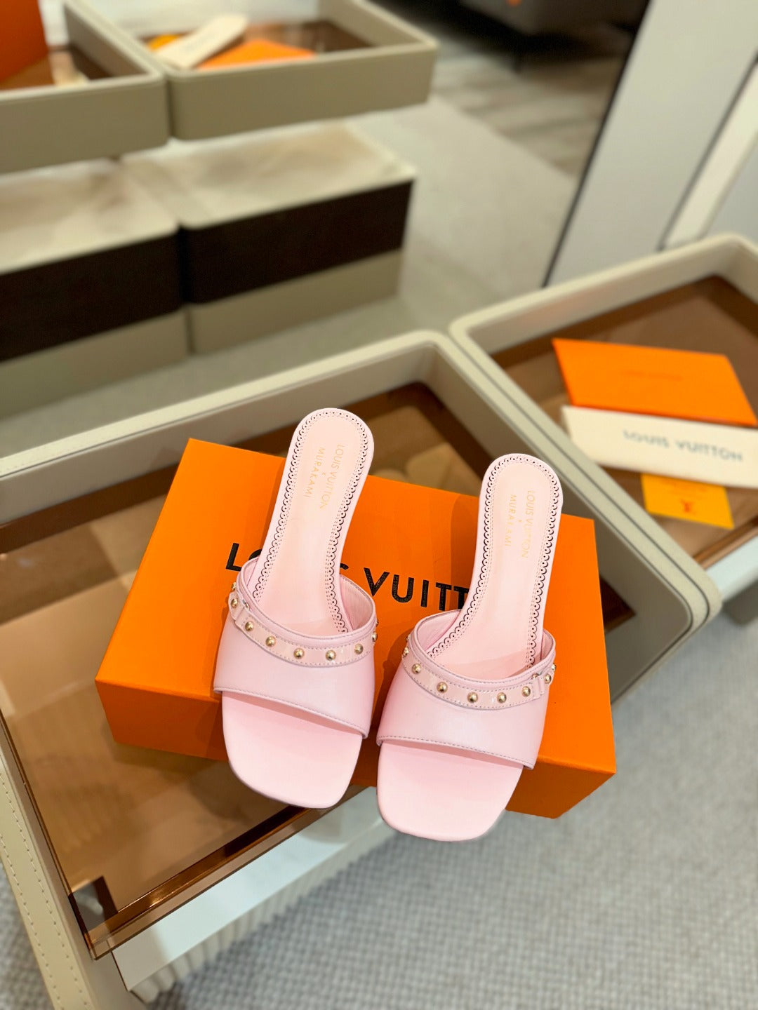 LV X TM 6AM HIGH 4 CM MULE IN LIGHT PINK CALFSKIN - 34
