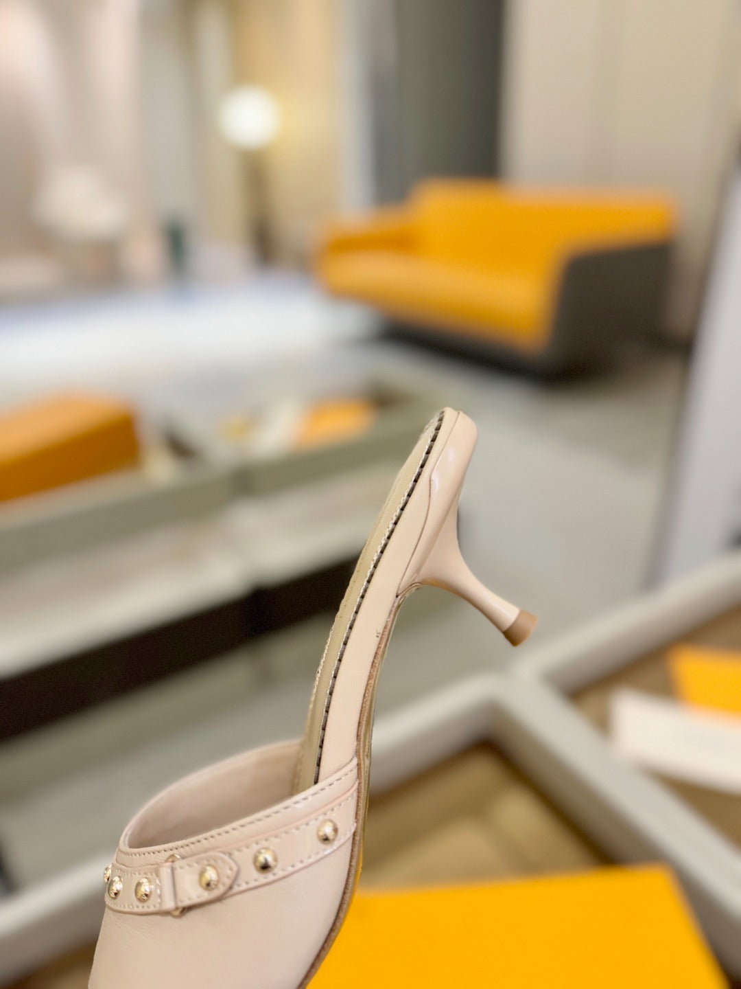 LV X TM 6AM HIGH 4 CM MULE IN LINEN TAN CALFSKIN - 34
