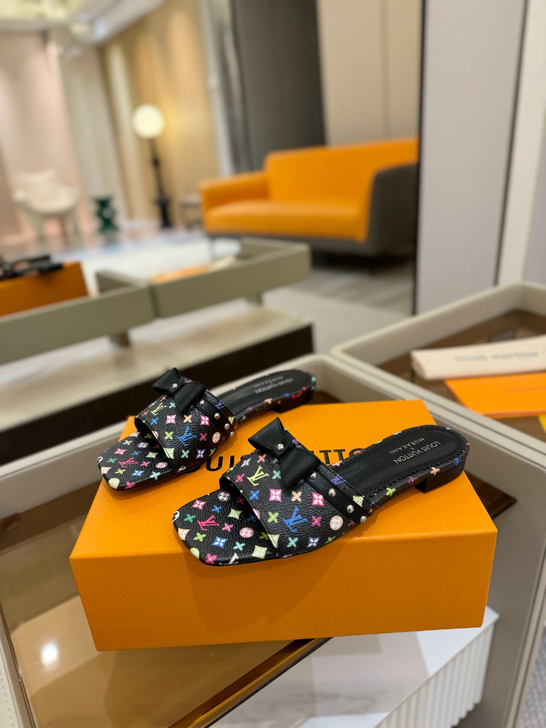 LV X TM 6AM FLAT MULE IN BLACK MONOGRAM CALFSKIN - 34