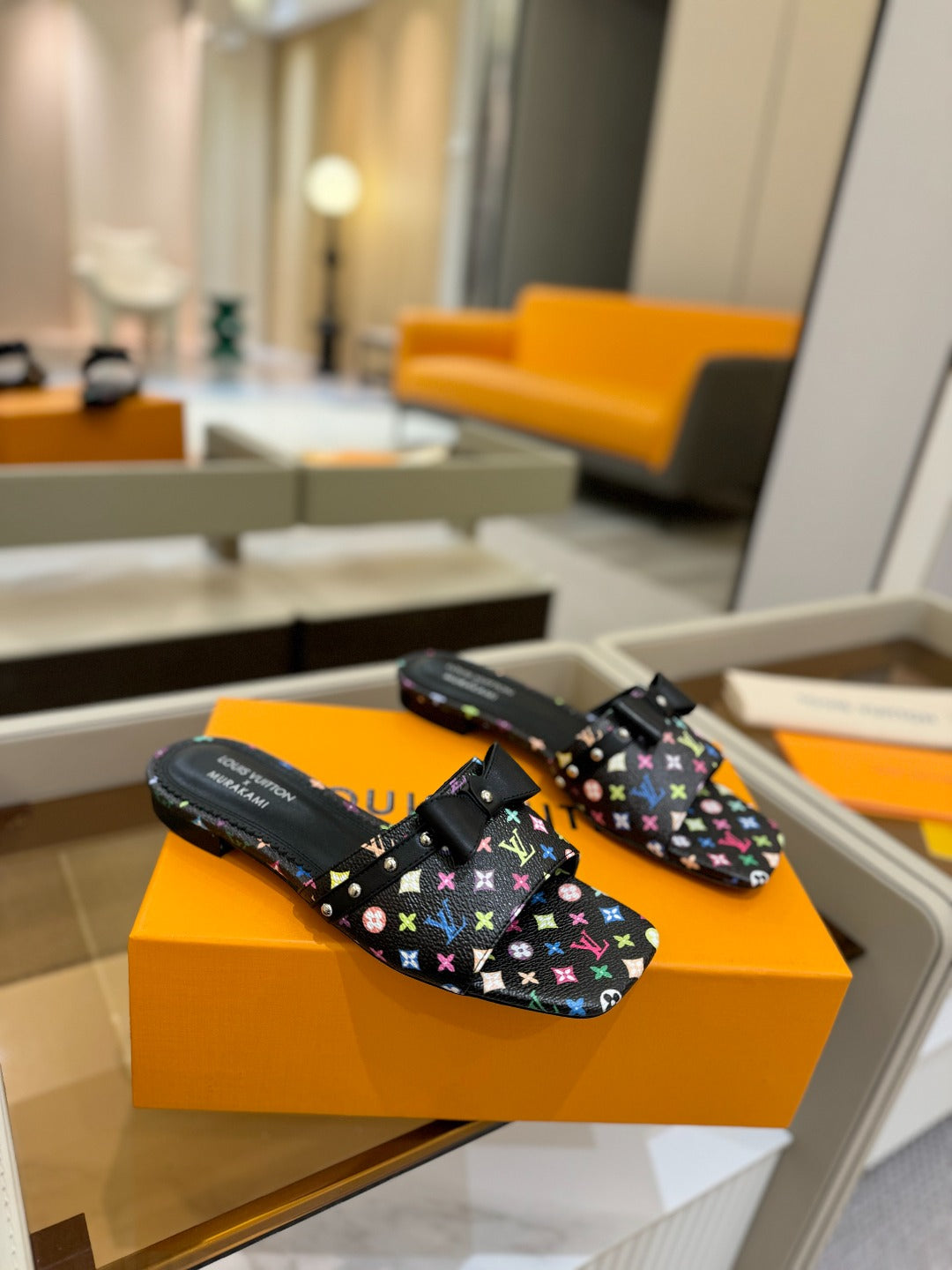LV X TM 6AM FLAT MULE IN BLACK MONOGRAM CALFSKIN - 34