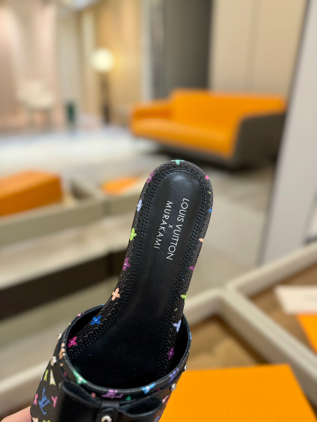 LV X TM 6AM FLAT MULE IN BLACK MONOGRAM CALFSKIN - 34