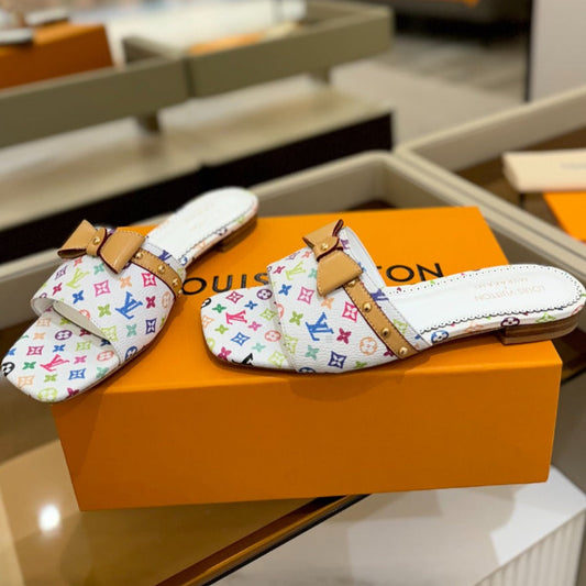 LV X TM 6AM FLAT MULE IN WHITE MONOGRAM CALFSKIN - 34