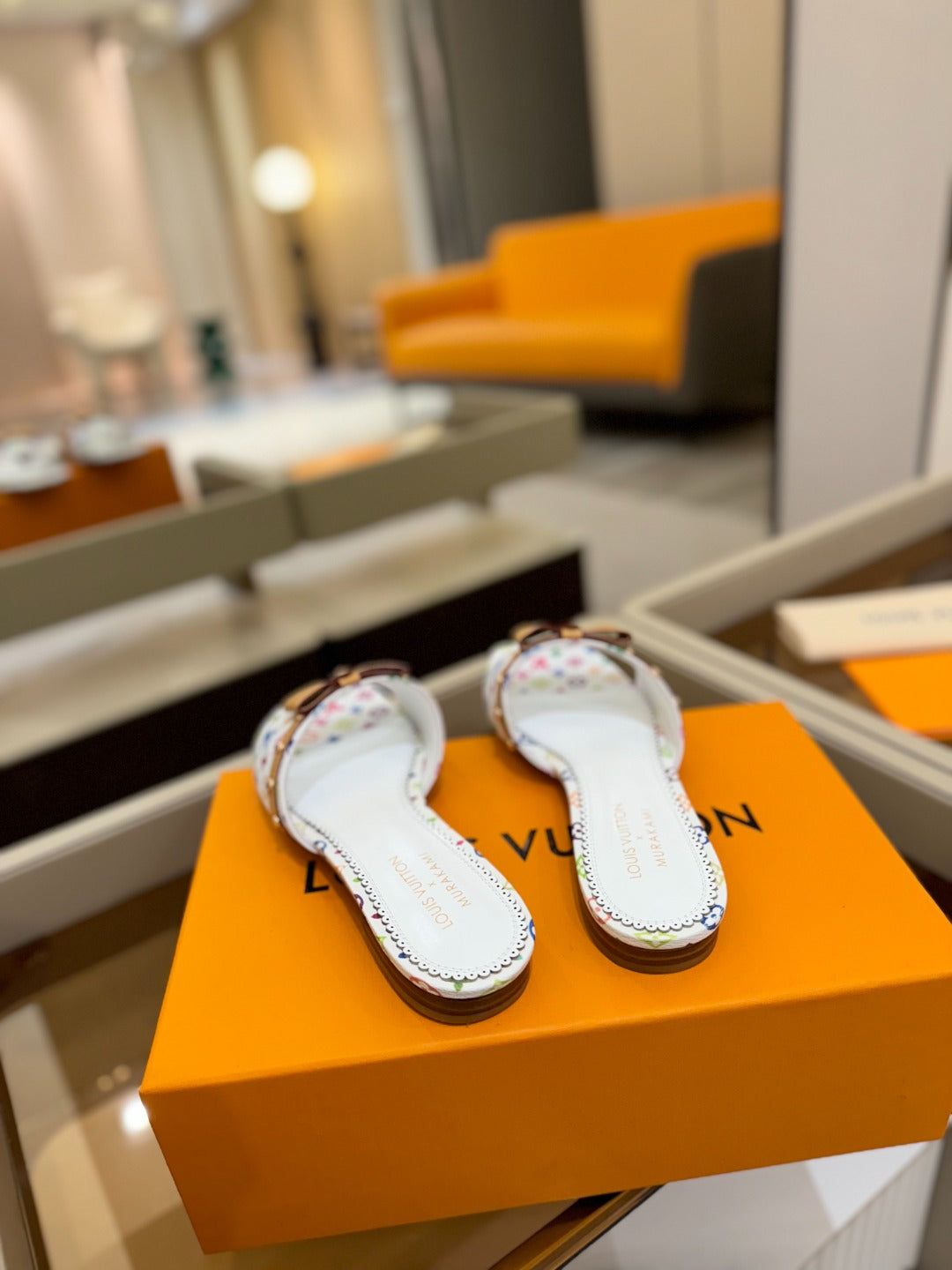 LV X TM 6AM FLAT MULE IN WHITE MONOGRAM CALFSKIN - 34