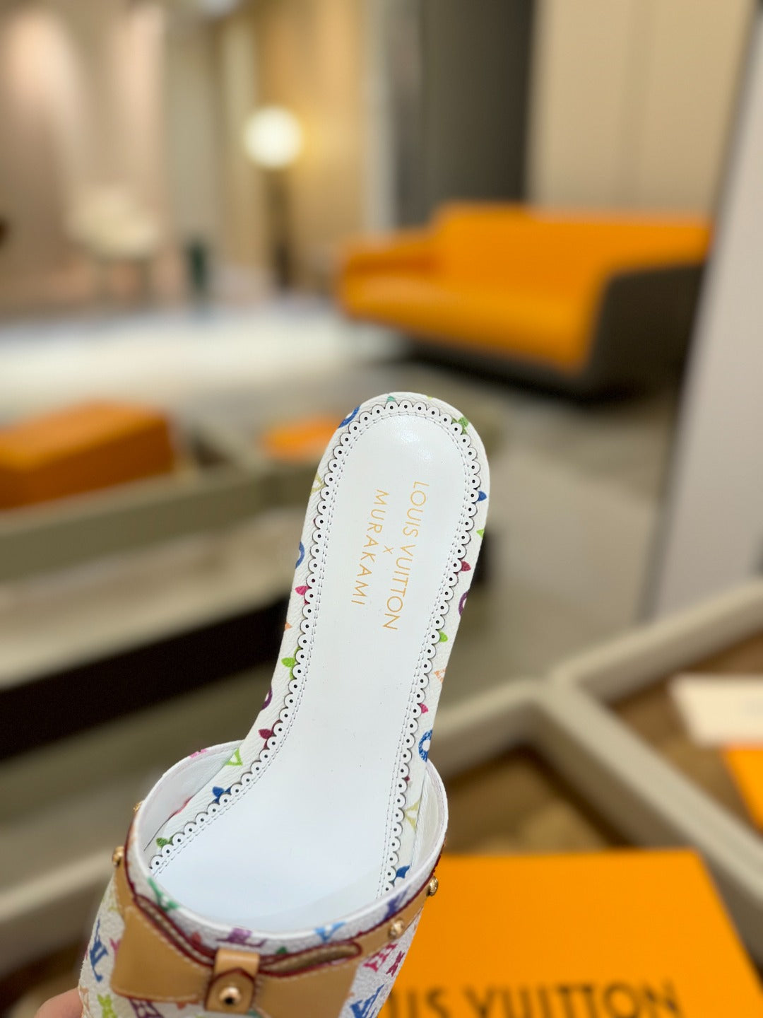 LV X TM 6AM FLAT MULE IN WHITE MONOGRAM CALFSKIN - 34