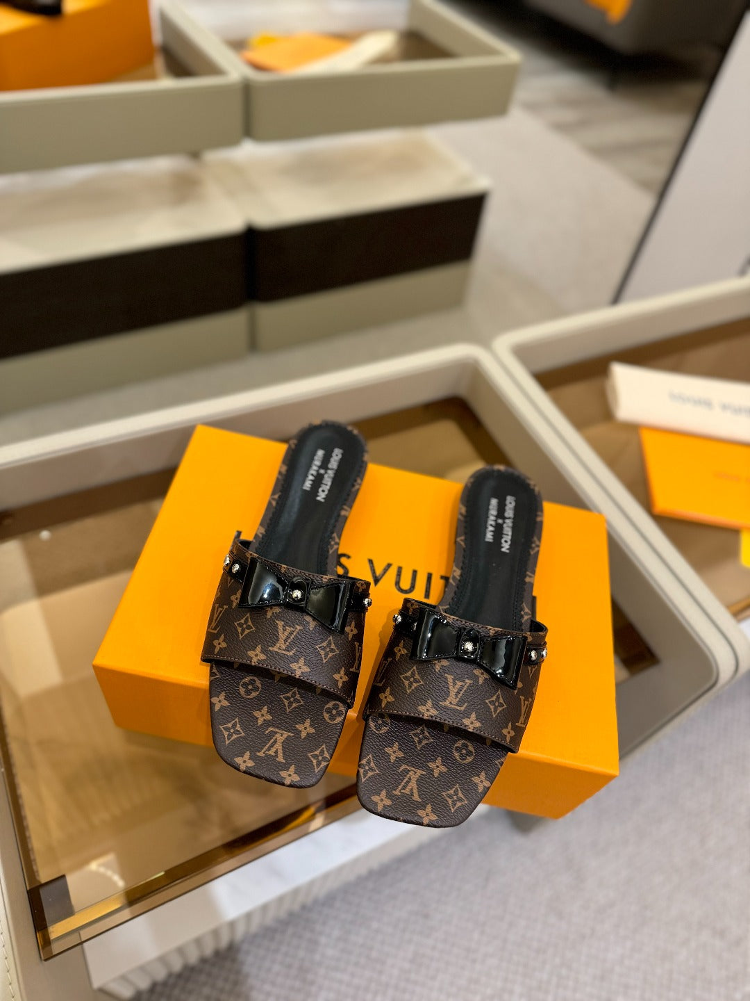 LV X TM 6AM FLAT MULE IN CHOCOLATE BROWN MONOGRAM CALFSKIN - 34