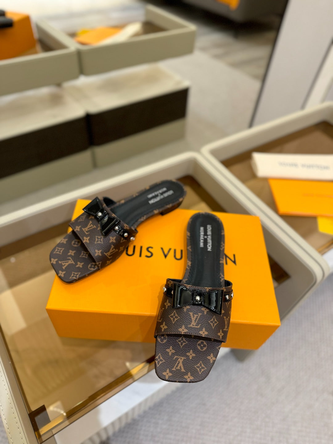LV X TM 6AM FLAT MULE IN CHOCOLATE BROWN MONOGRAM CALFSKIN - 34