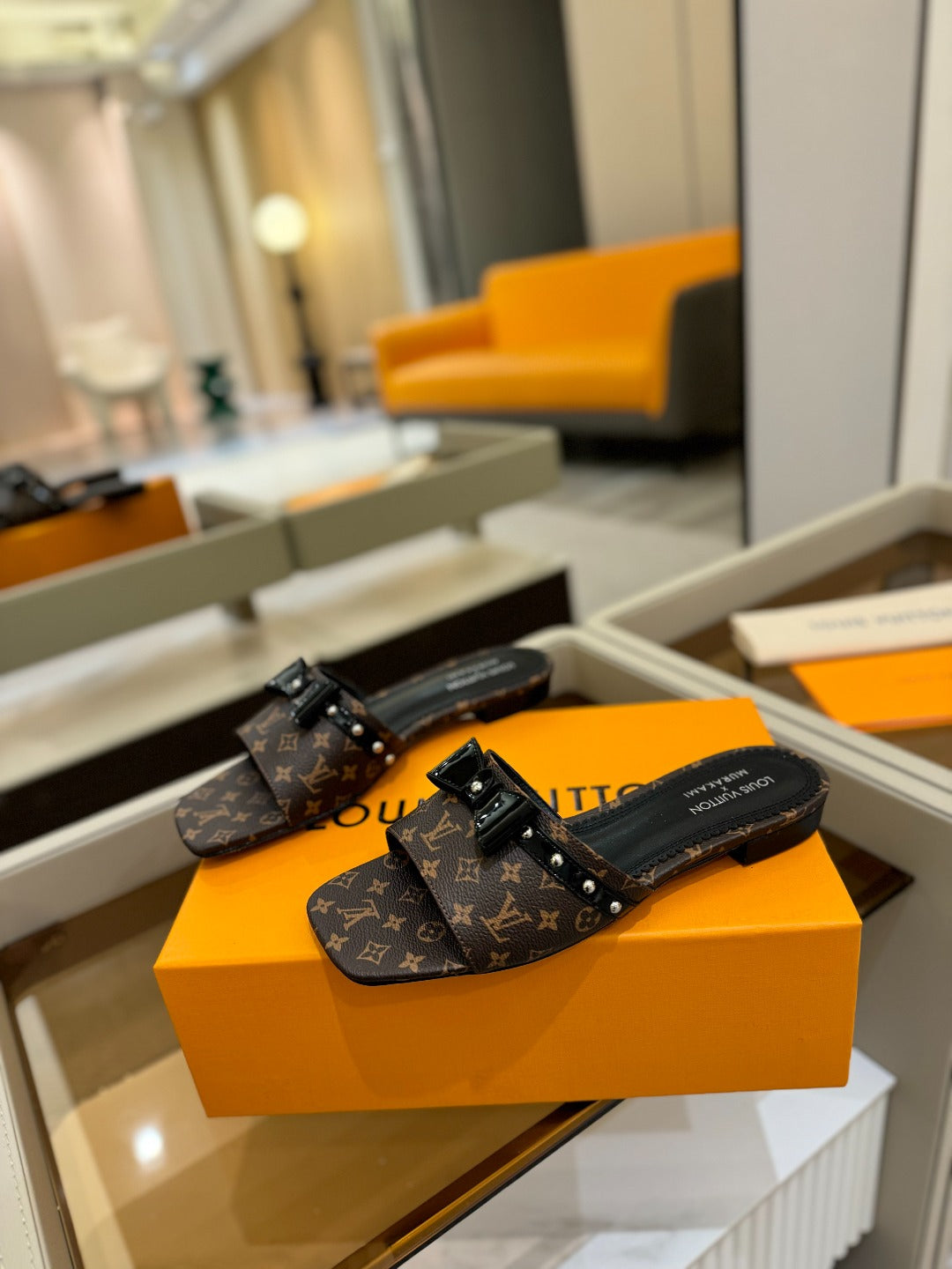 LV X TM 6AM FLAT MULE IN CHOCOLATE BROWN MONOGRAM CALFSKIN - 34