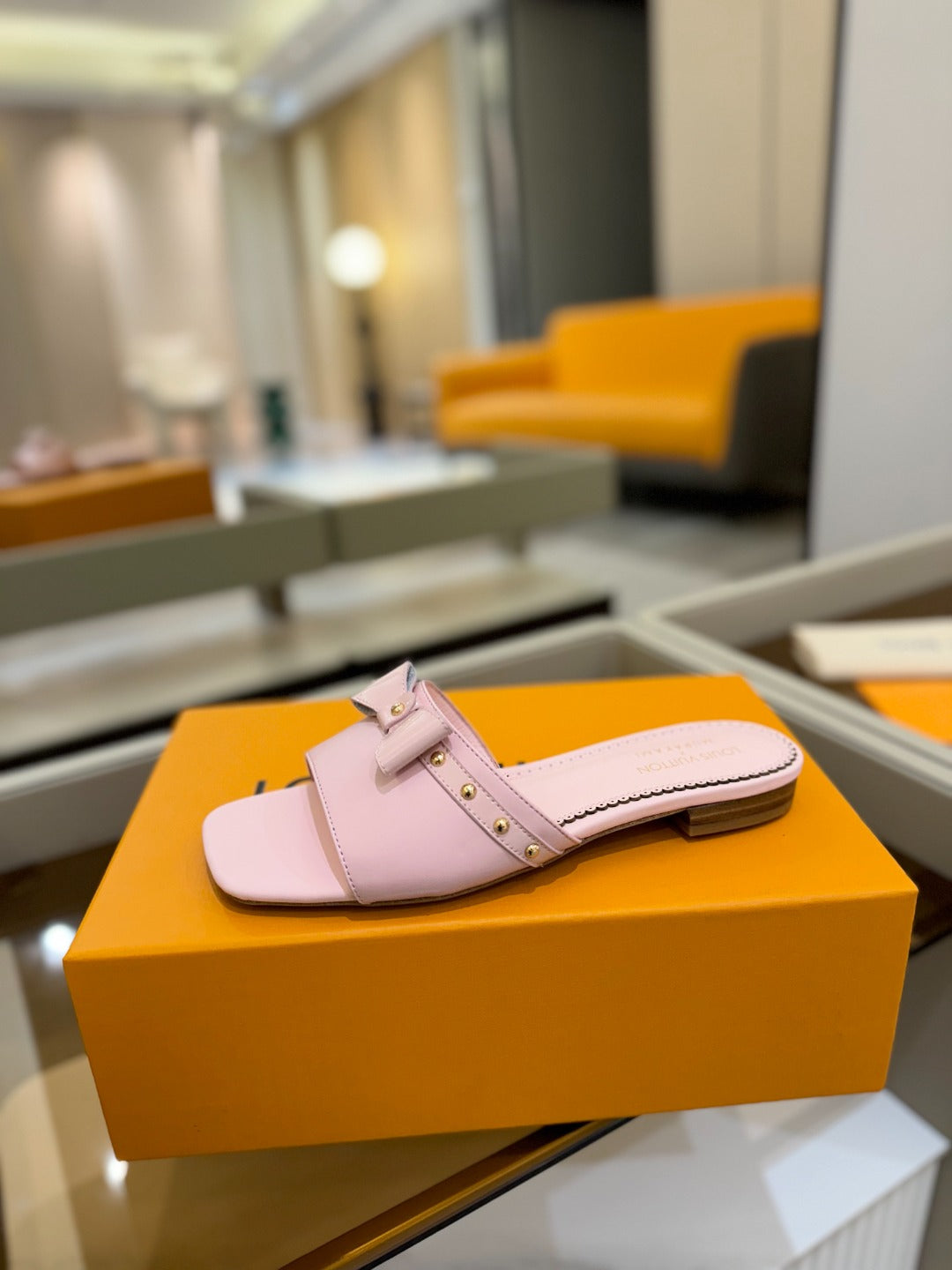 LV X TM 6AM FLAT MULE IN BABY PINK CALFSKIN - 34