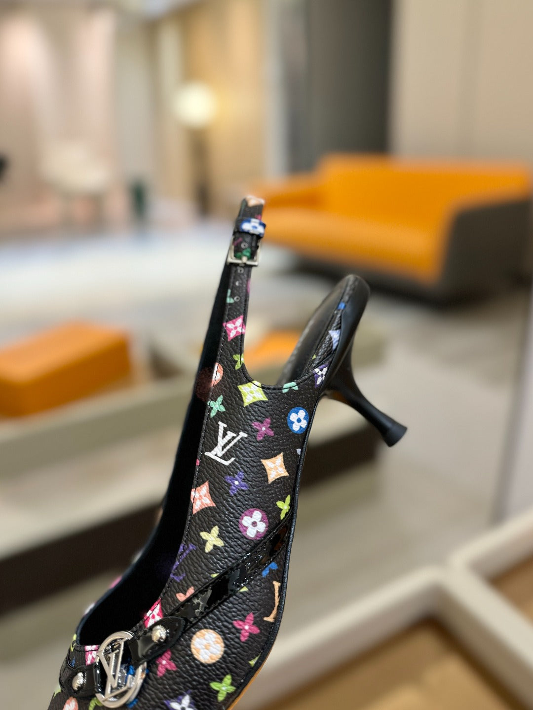 HIGH MULE 4 CM IN BLACK MONOGRAM CALFSKIN - 34