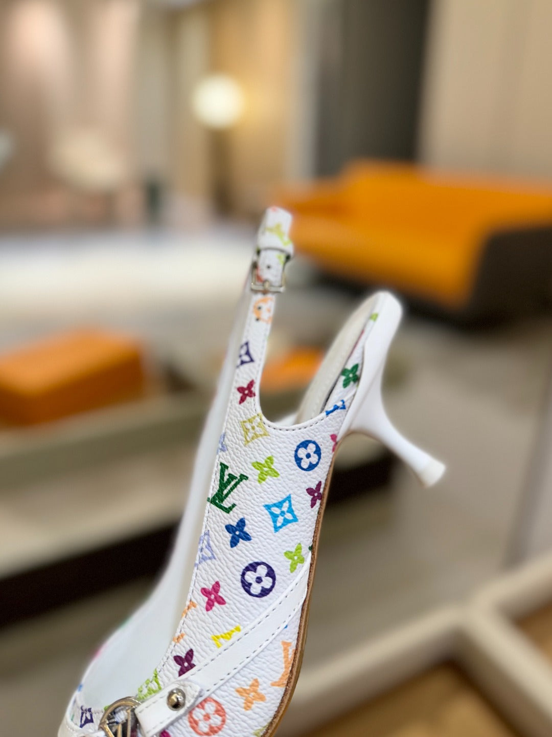 HIGH MULE 4 CM IN  WHITE MONOGRAM CALFSKIN - 34