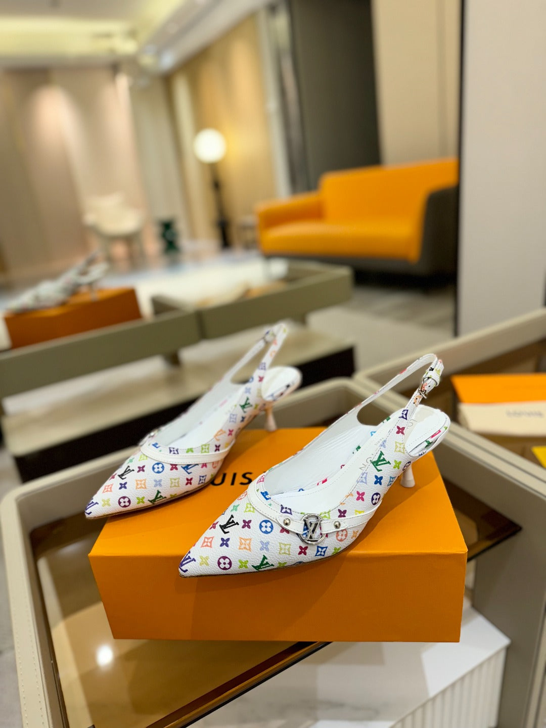 HIGH MULE 4 CM IN  WHITE MONOGRAM CALFSKIN - 34