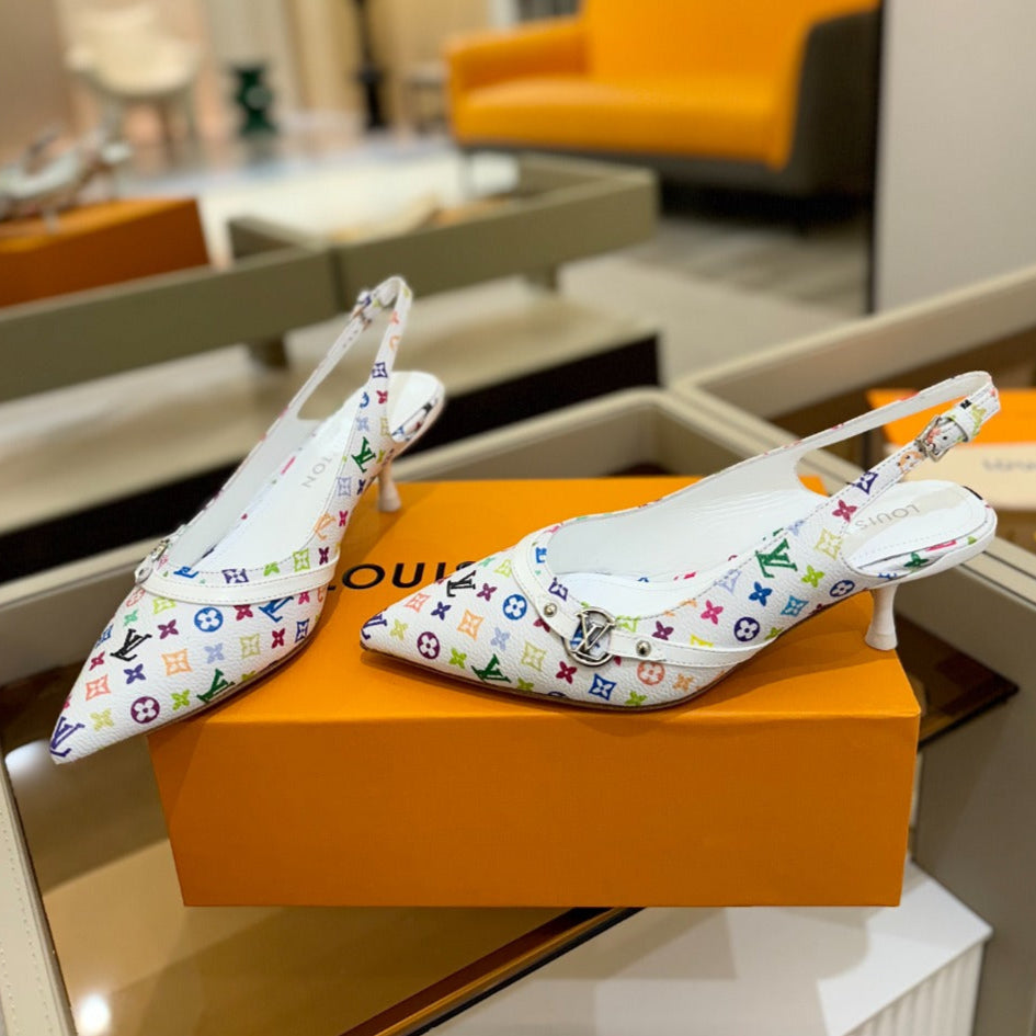 HIGH MULE 4 CM IN  WHITE MONOGRAM CALFSKIN - 34
