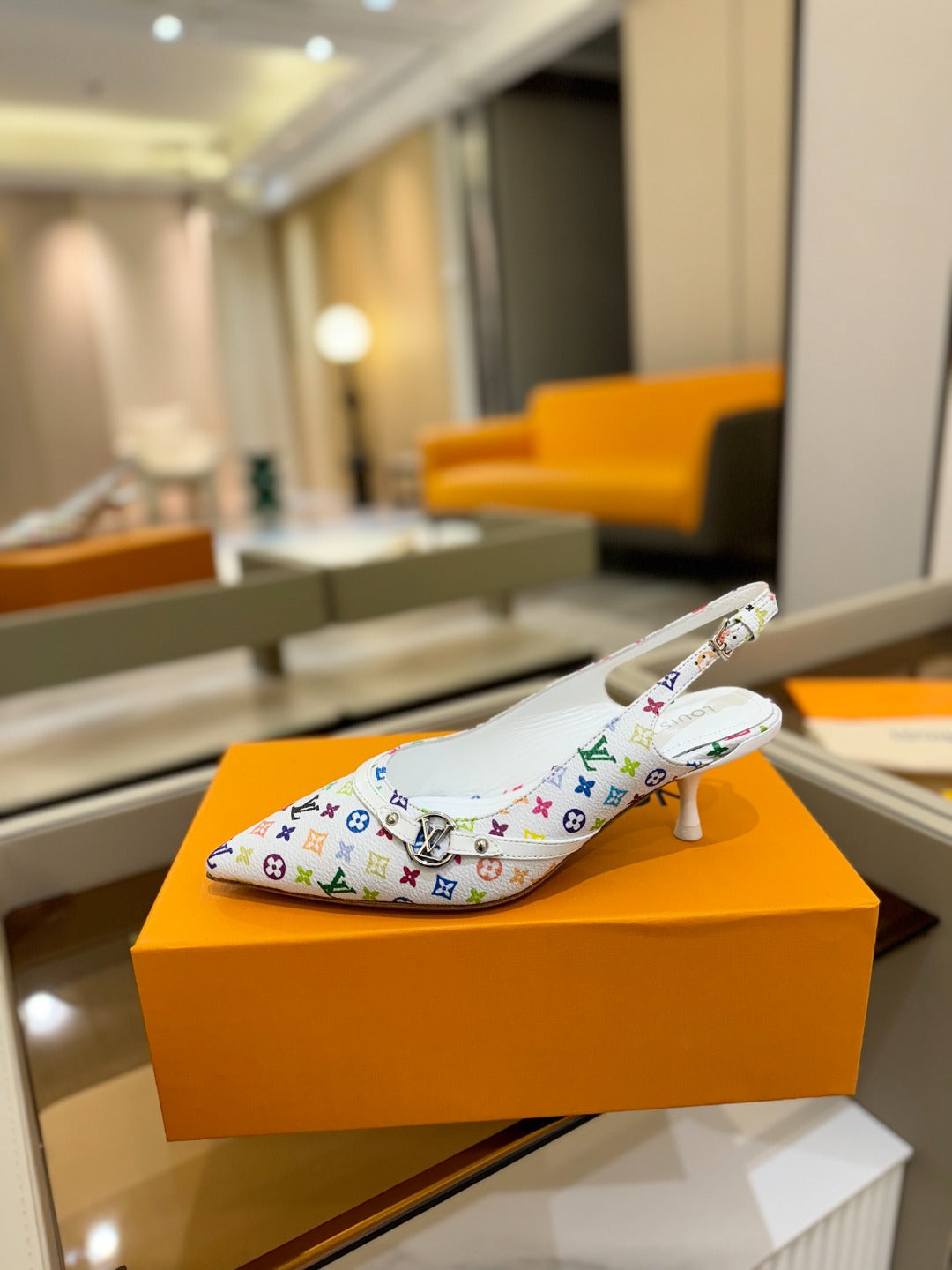 HIGH MULE 4 CM IN  WHITE MONOGRAM CALFSKIN - 34