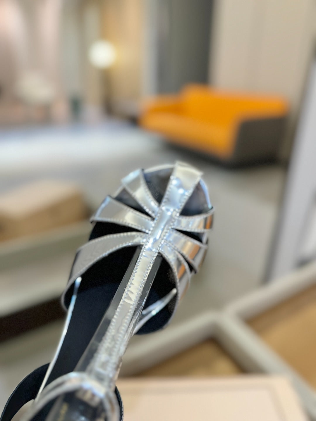 HIGH SANDALS 75 MM IN SILVER CALFSKIN - 34