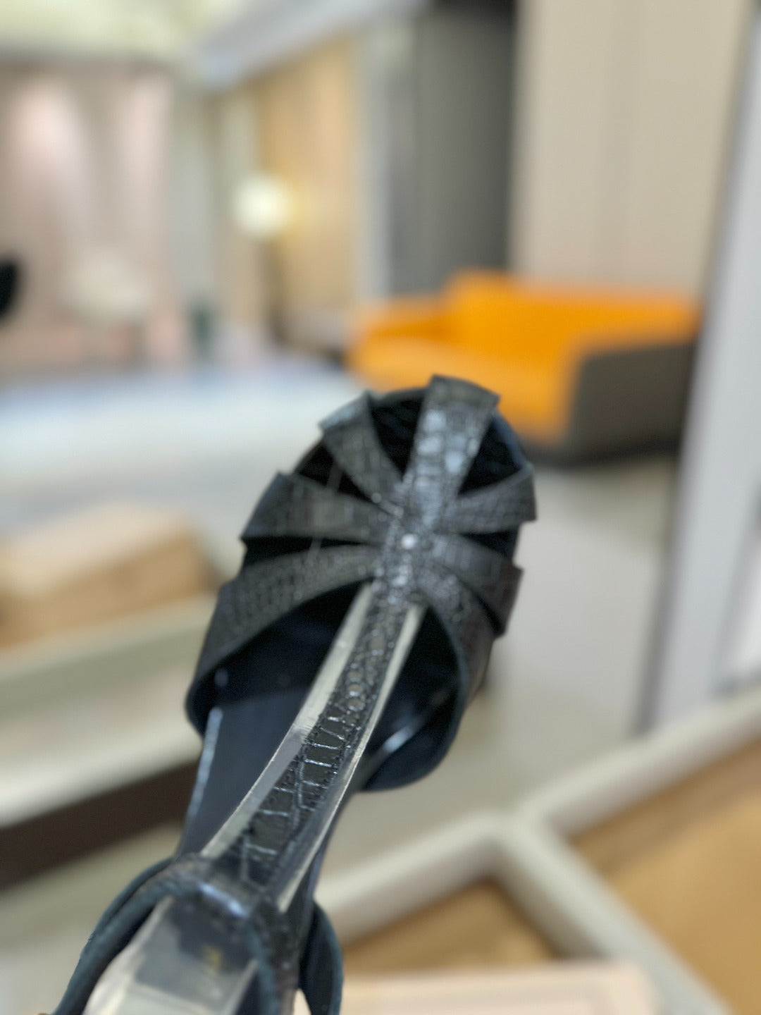 HIGH SANDALS 75 MM IN BLACK CALFSKIN - 34