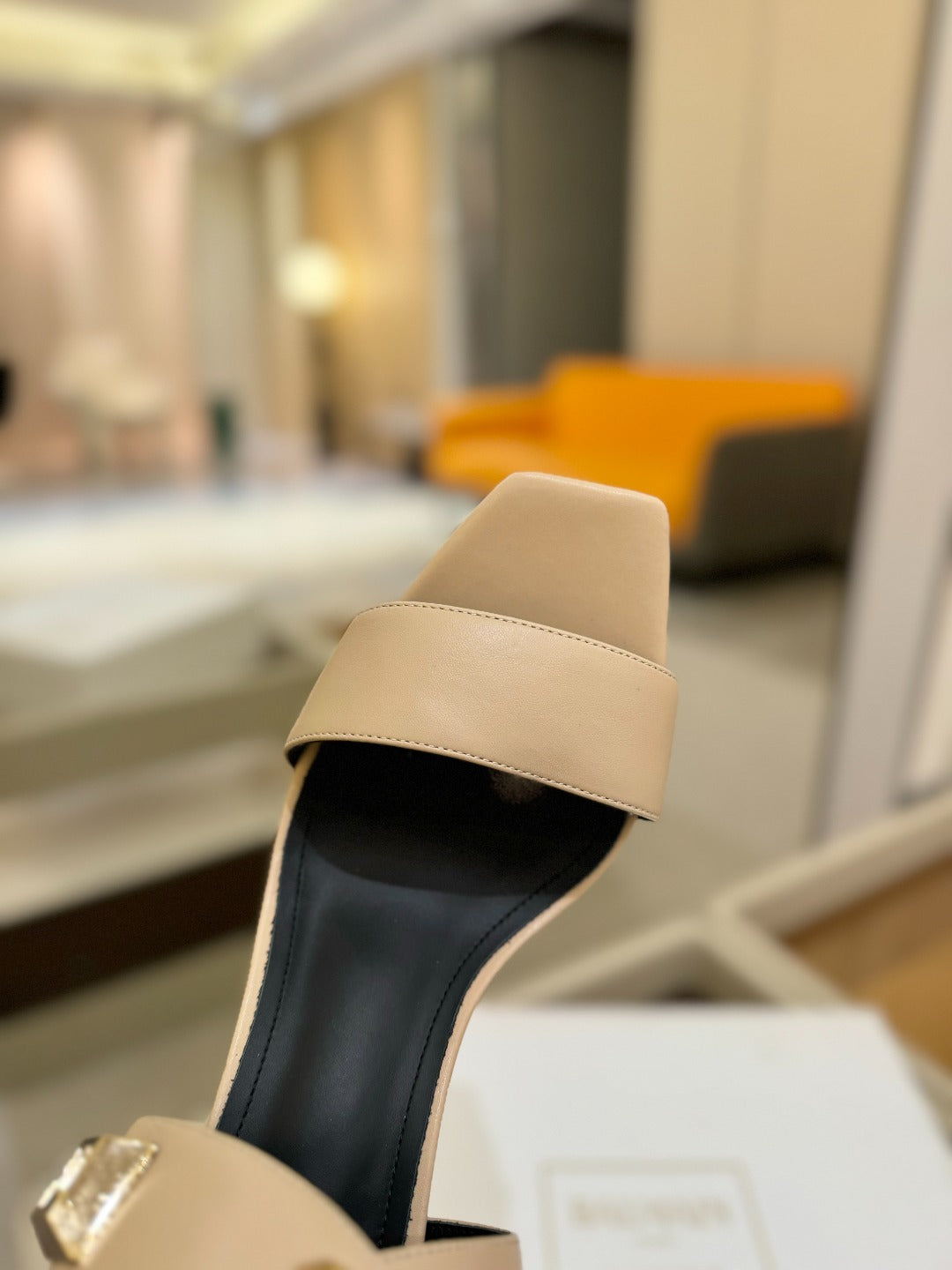 BALMAIN 25S WEDGE HEELS 105MM IN BEIGE CALFSKIN GOLD HARDWARE - 36
