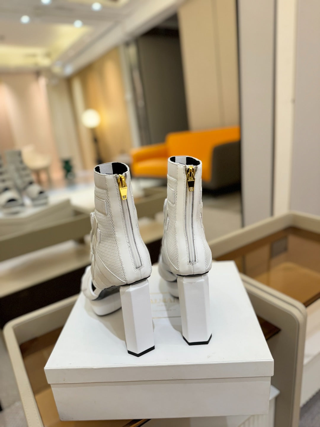 BALMAIN 25S UMA SANDALS 105MM IN WHITE VELCRO AND MESH - 36