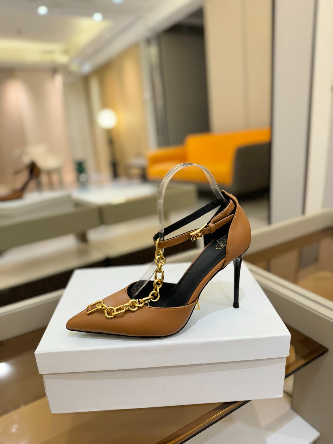 BALMAIN 25S SYNC STILETTOS WITH POINTED TOE 95MM IN DARK BROWN CALFSKIN - 36