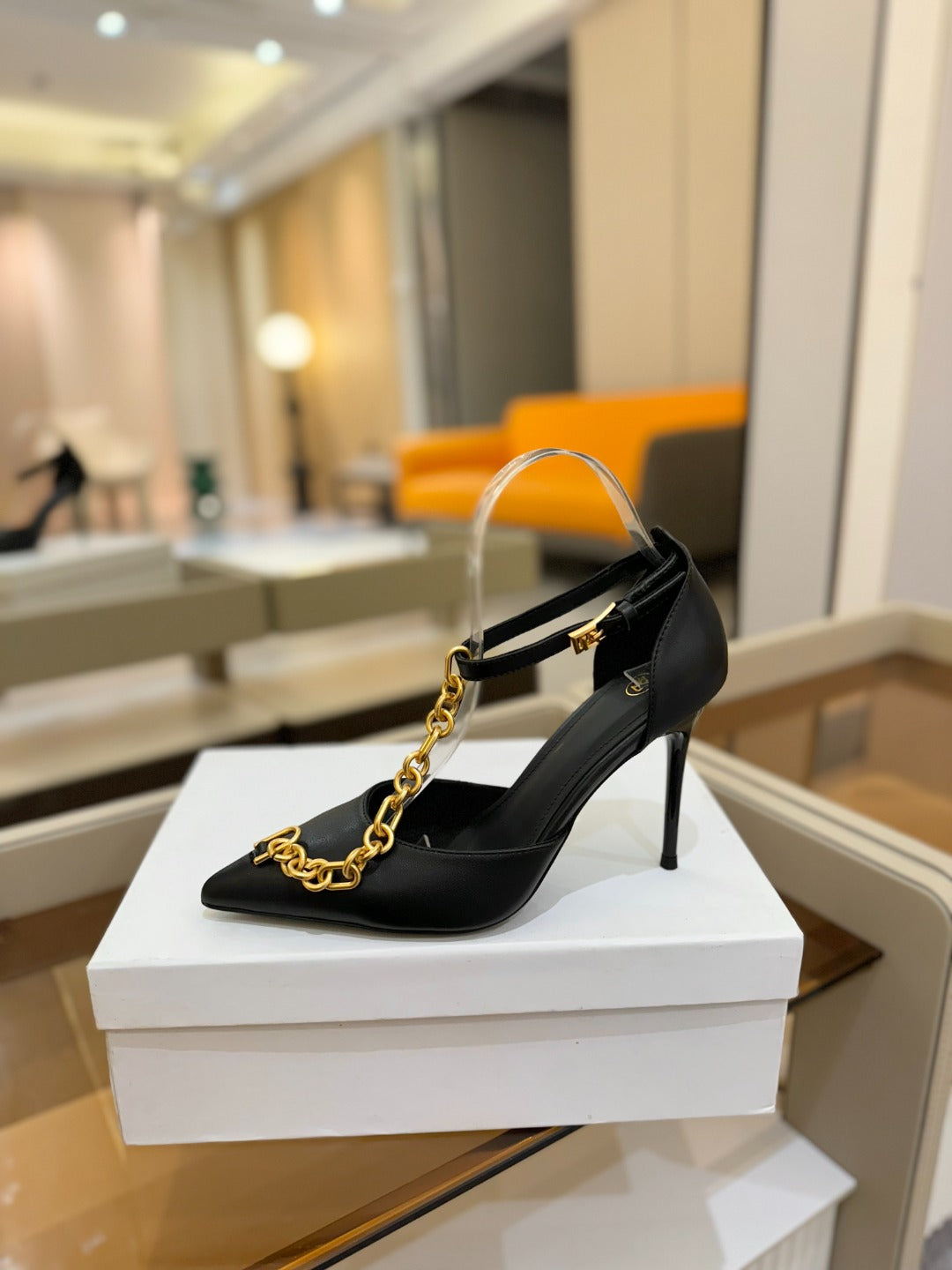 BALMAIN 25S SYNC STILETTOS WITH POINTED TOE 95MM IN BLACK CALFSKIN - 36